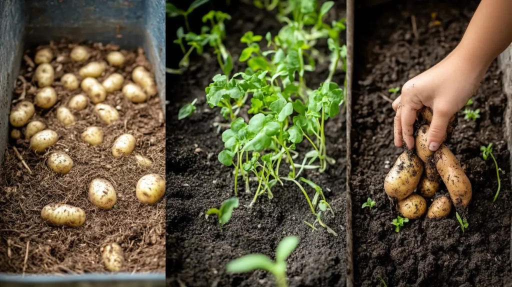 Sustainable uses for sprouted potatoes include regrowing them in your garden, making DIY potato starch, composting, and feeding livestock